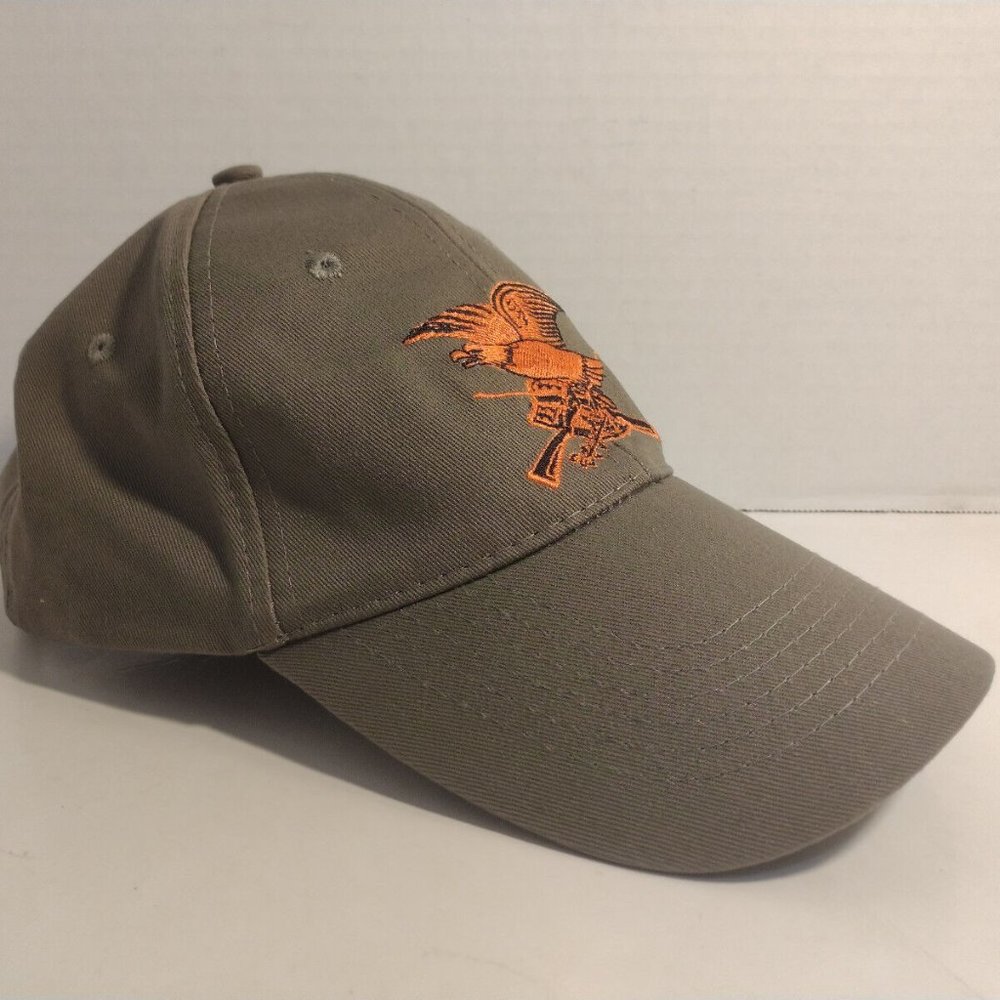 NRA Hat Cap Strap Back Adjustable Eagle Guns Grey And Orange